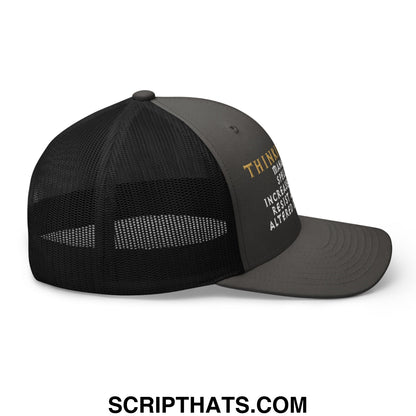 Thinking Cap Diablo Embroidered Mesh Trucker Hat Charcoal Black