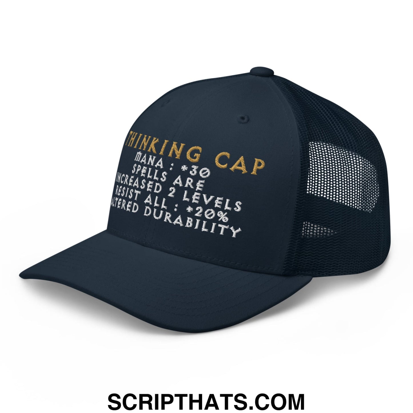 Thinking Cap Diablo Embroidered Mesh Trucker Hat Navy
