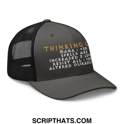 Thinking Cap Diablo Embroidered Mesh Trucker Hat Charcoal Black
