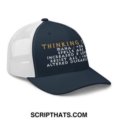 Thinking Cap Diablo Embroidered Mesh Trucker Hat Navy White
