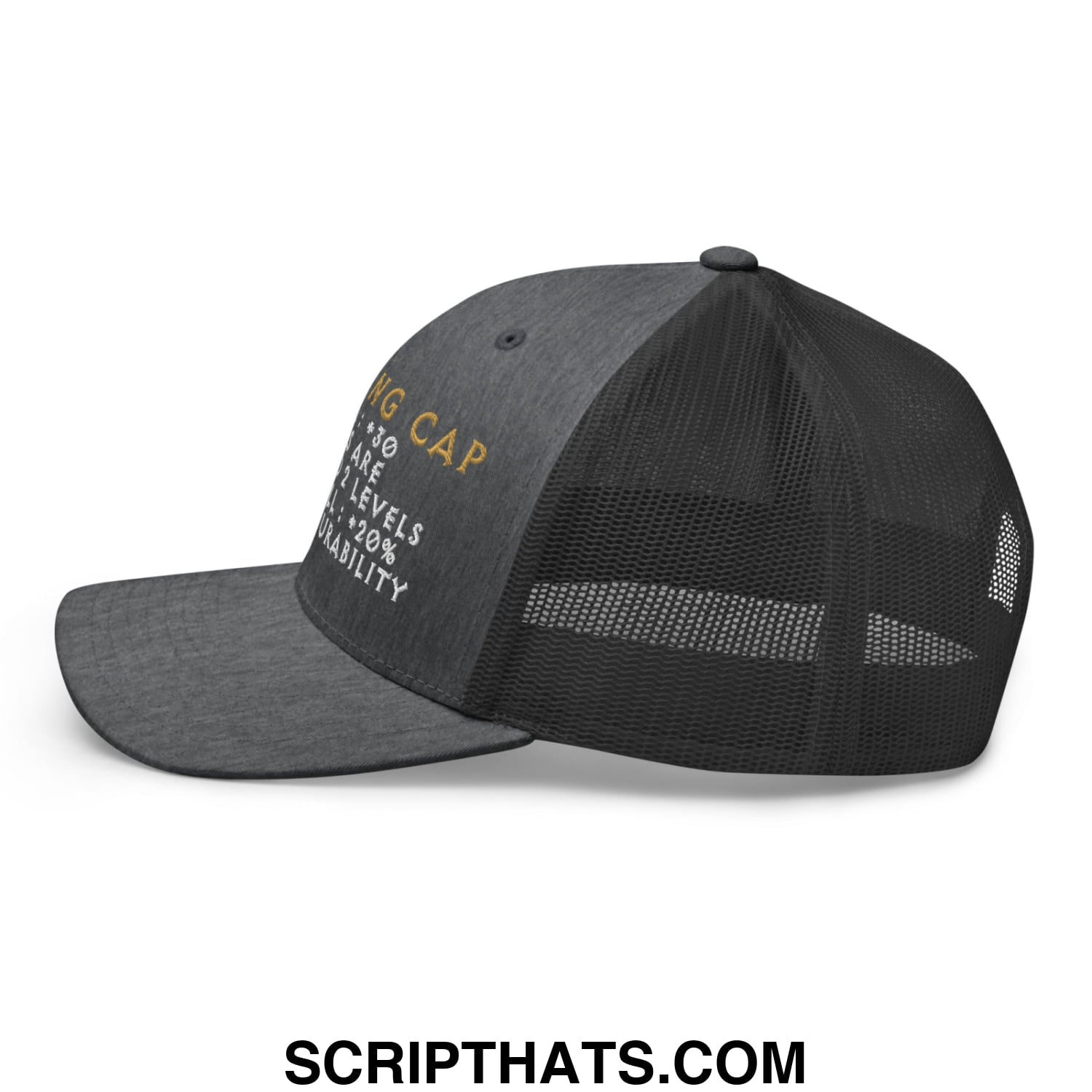 Thinking Cap Diablo Embroidered Mesh Trucker Hat Dark Heather Gray