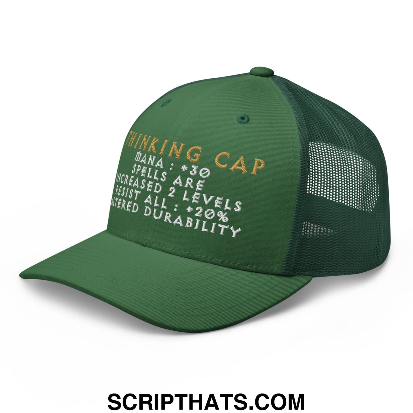 Thinking Cap Diablo Embroidered Mesh Trucker Hat Evergreen