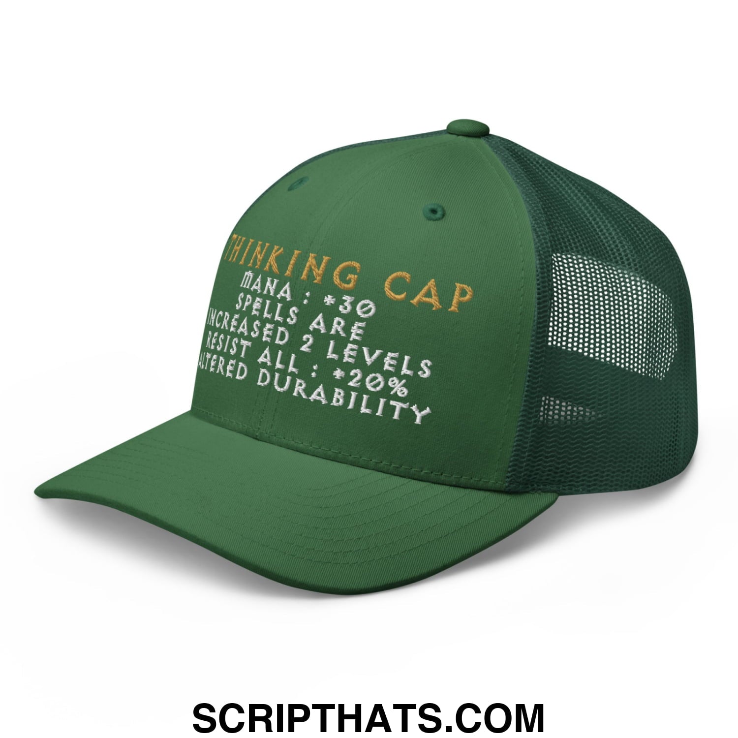 Thinking Cap Diablo Embroidered Mesh Trucker Hat Evergreen