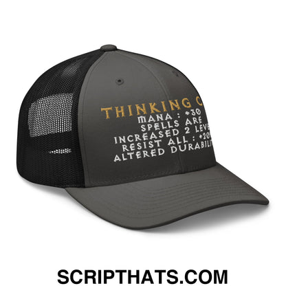 Thinking Cap Diablo Embroidered Mesh Trucker Hat Charcoal Black