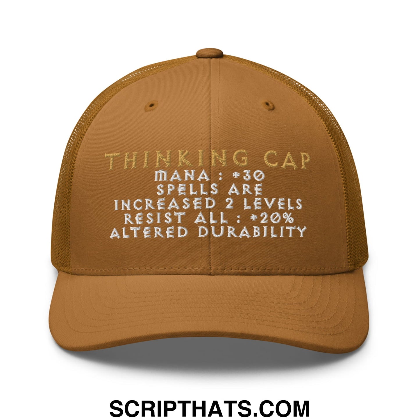 Thinking Cap Diablo Embroidered Mesh Trucker Hat Caramel