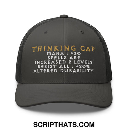 Thinking Cap Diablo Embroidered Mesh Trucker Hat Charcoal