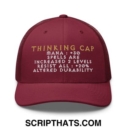 Thinking Cap Diablo Embroidered Mesh Trucker Hat Cranberry