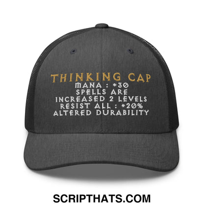 Thinking Cap Diablo Embroidered Mesh Trucker Hat Dark Heather Gray