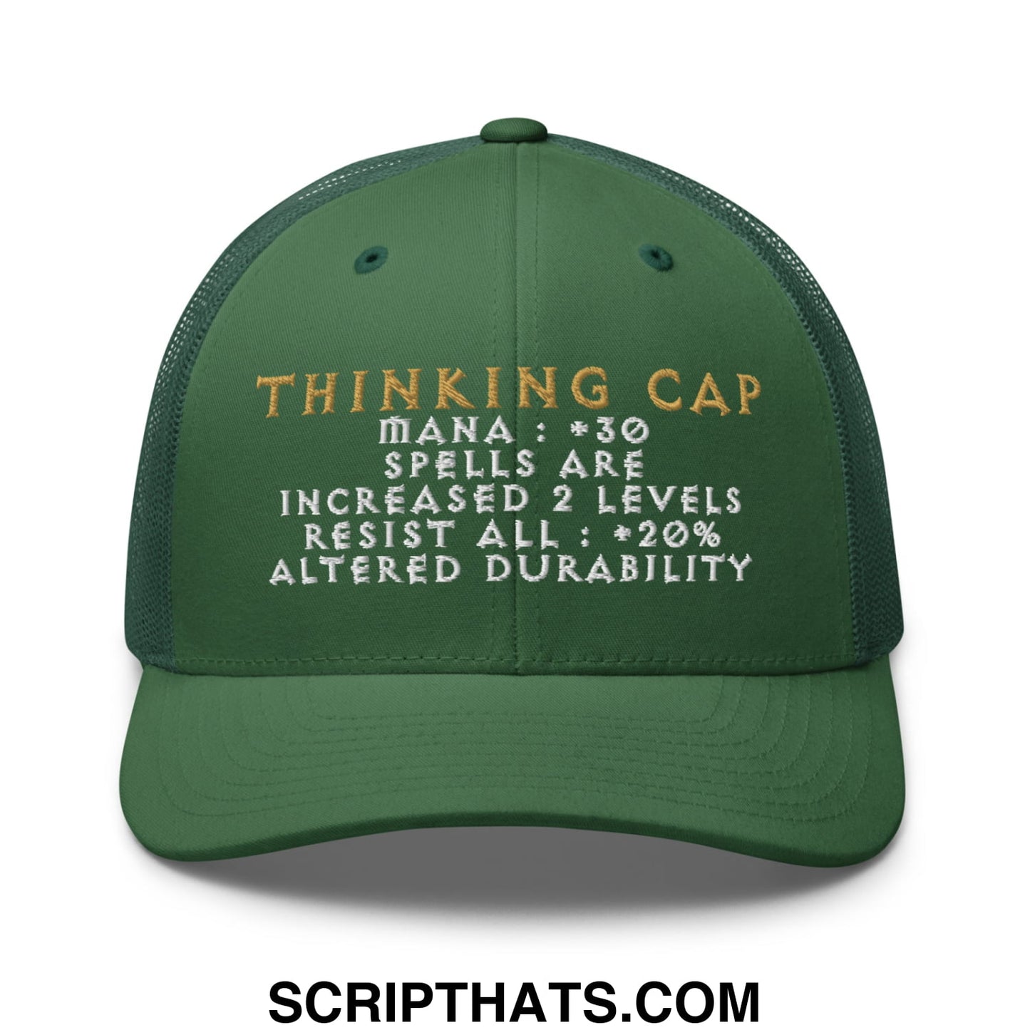 Thinking Cap Diablo Embroidered Mesh Trucker Hat Evergreen
