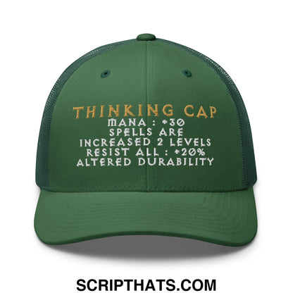 Thinking Cap Diablo Embroidered Mesh Trucker Hat Evergreen