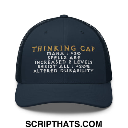 Thinking Cap Diablo Embroidered Mesh Trucker Hat Navy