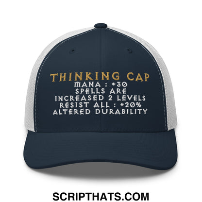Thinking Cap Diablo Embroidered Mesh Trucker Hat Navy White