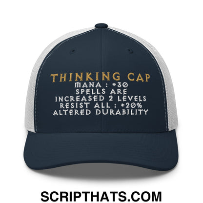 Thinking Cap Diablo Embroidered Mesh Trucker Hat Navy White