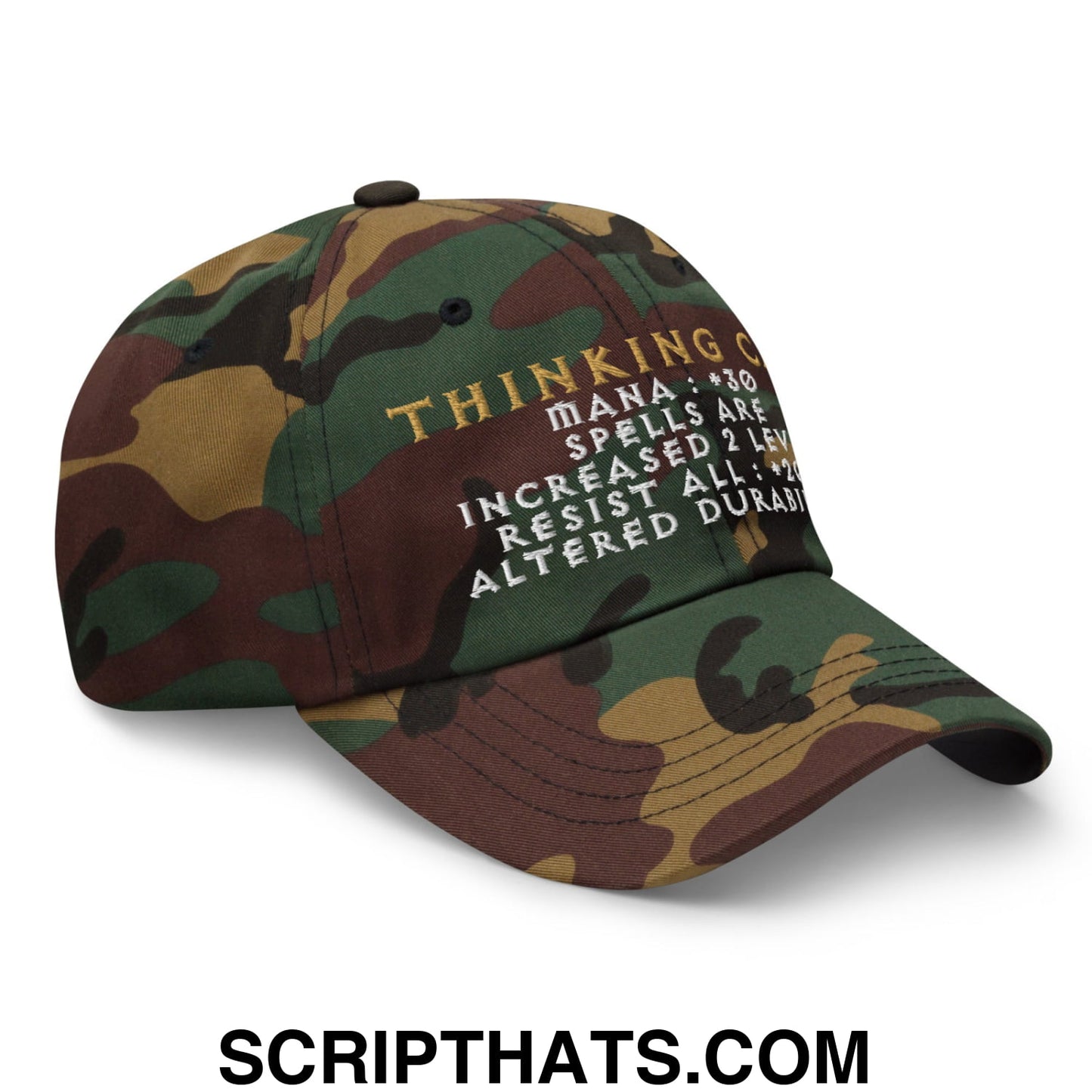 Thinking Cap Diablo Embroidered Unstructured Dad Hat Green Camo