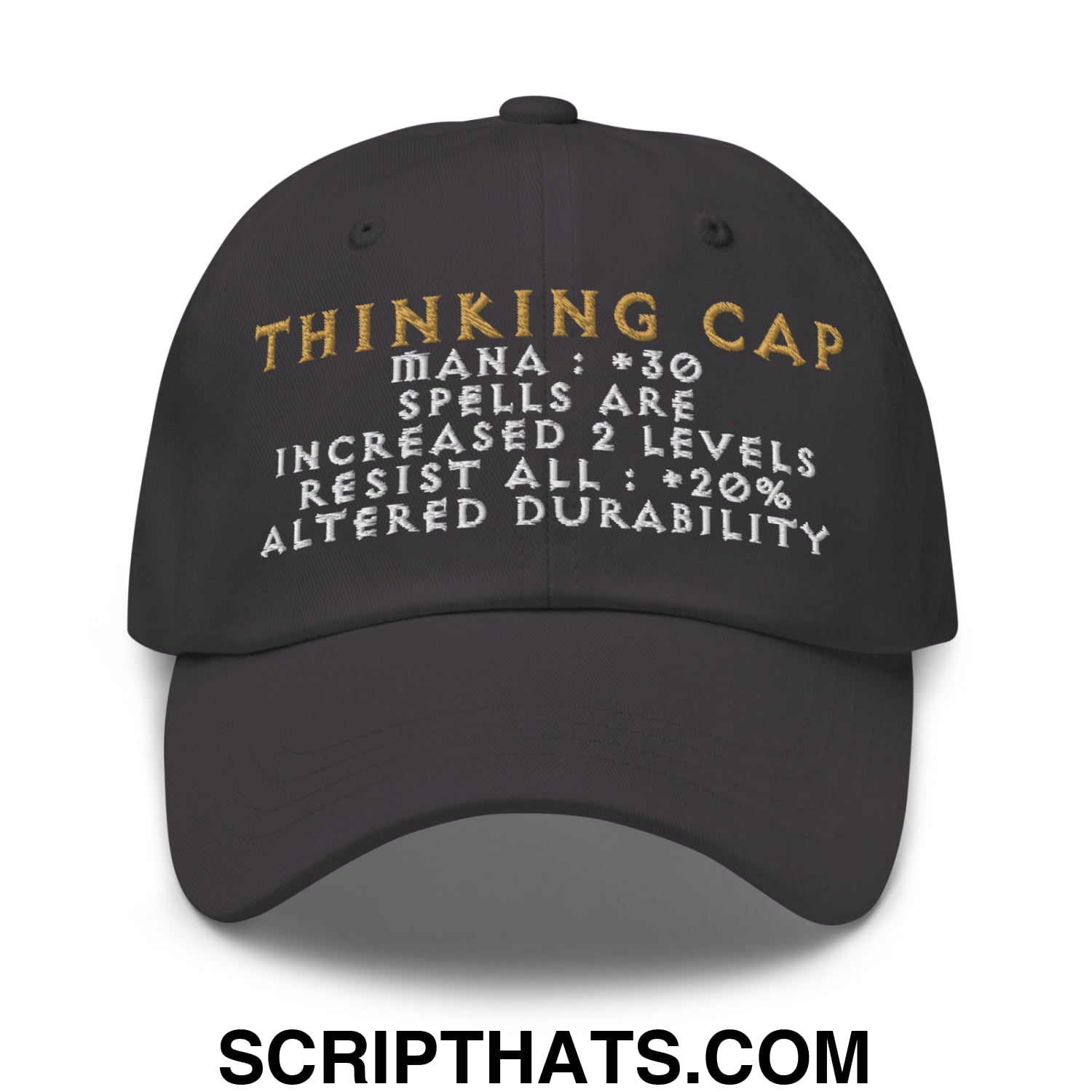 Thinking Cap Diablo Embroidered Unstructured Dad Hat Dark Grey