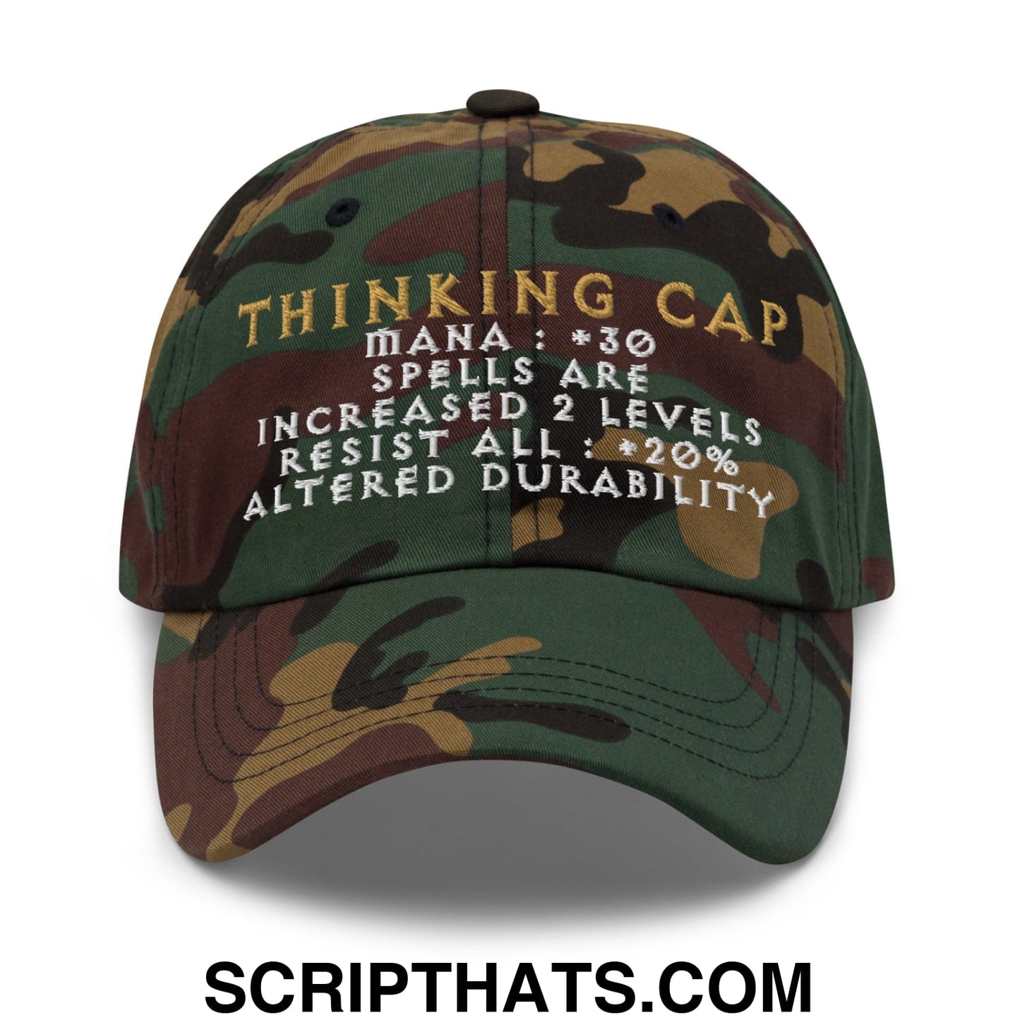 Thinking Cap Diablo Embroidered Unstructured Dad Hat Green Camo