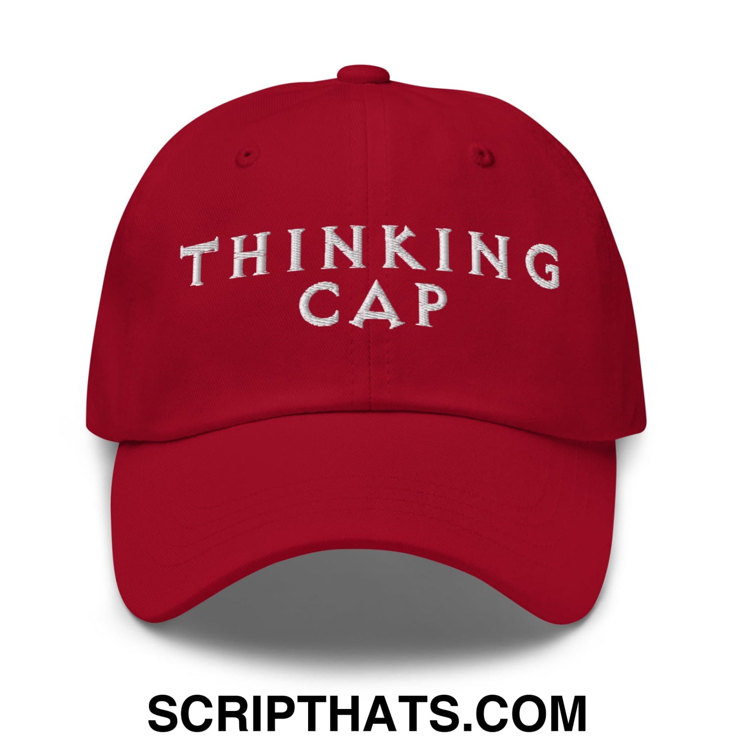 Thinking Cap Embroidered Unstructured Dad Hat Cranberry
