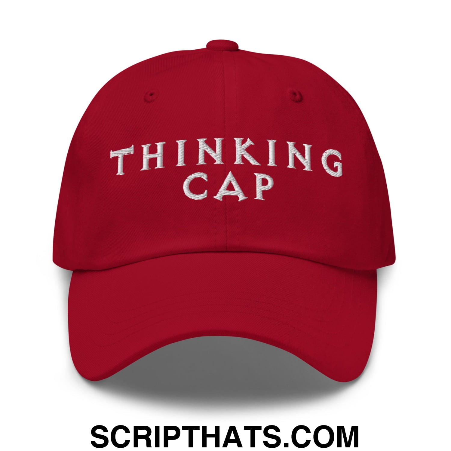 Thinking Cap Embroidered Unstructured Dad Hat Cranberry