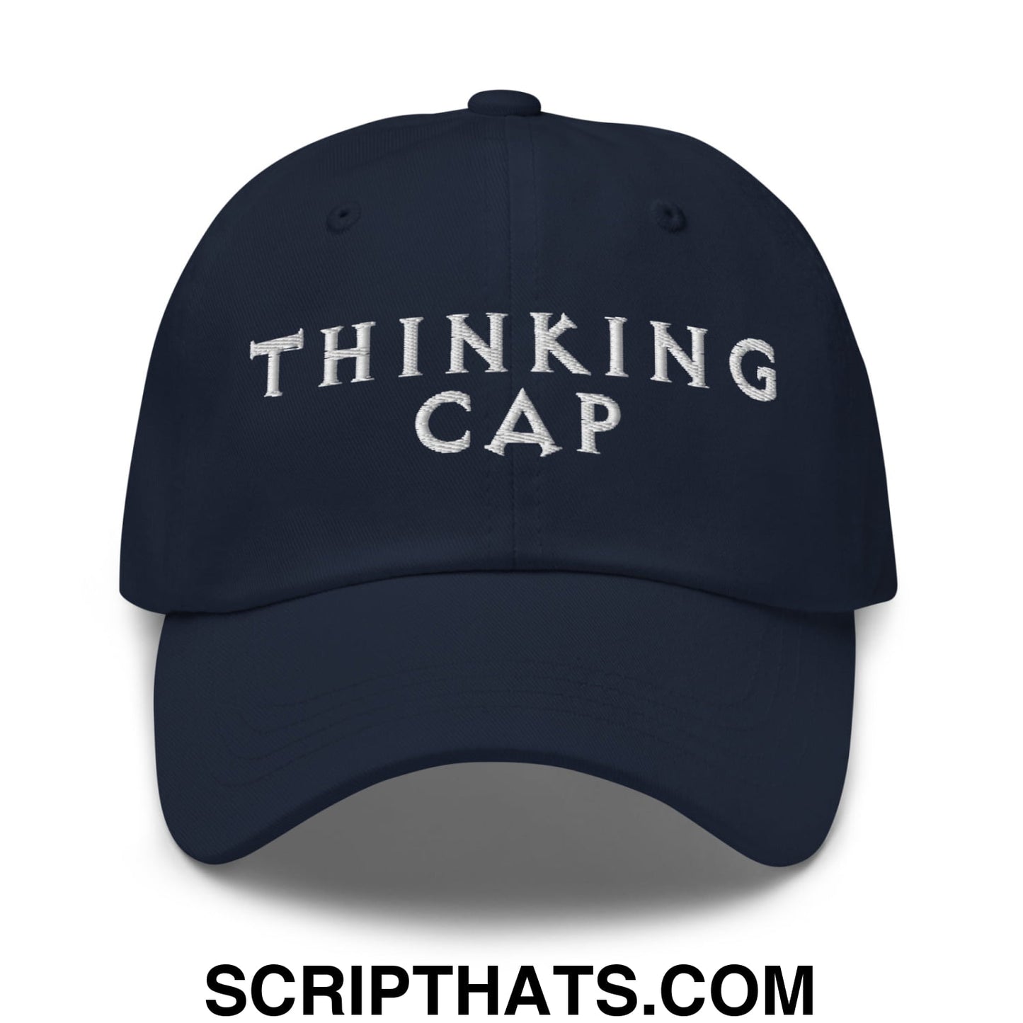 Thinking Cap Embroidered Unstructured Dad Hat Navy