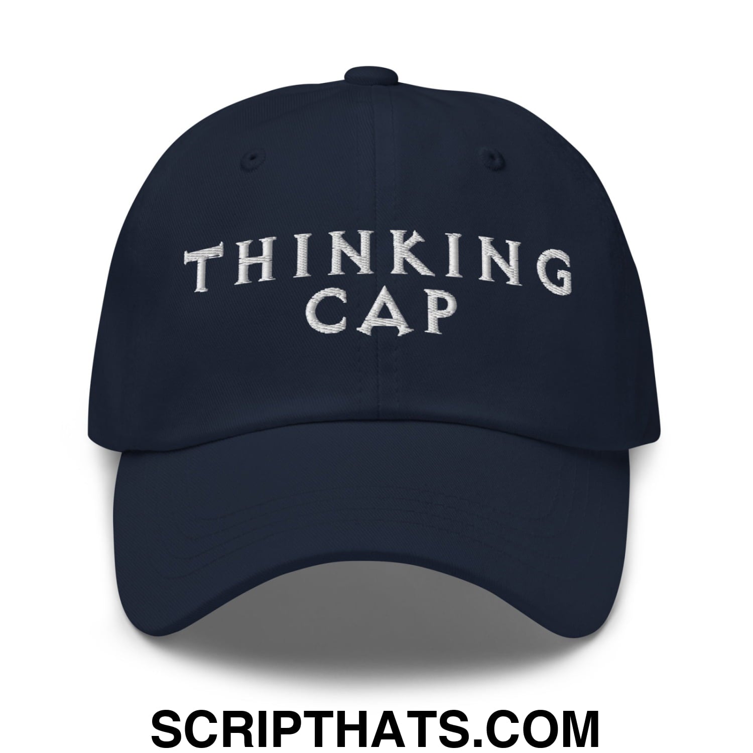 Thinking Cap Embroidered Unstructured Dad Hat Navy
