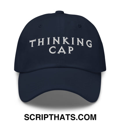 Thinking Cap Embroidered Unstructured Dad Hat Navy