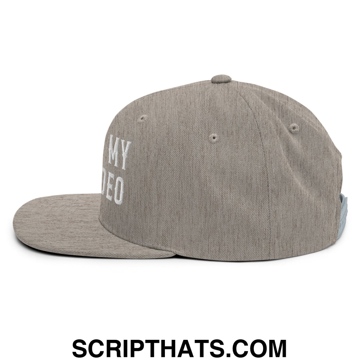 This Is My Second Rodeo Embroidered Flat Bill Brim Snapback Hat Heather Grey