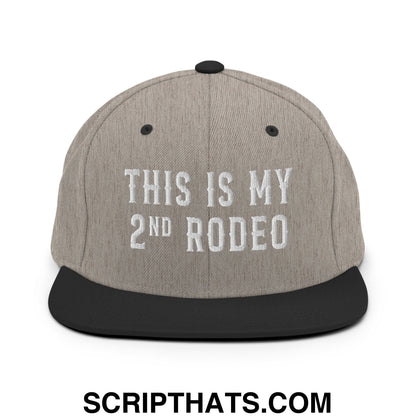 This Is My Second Rodeo Embroidered Flat Bill Brim Snapback Hat Heather Black