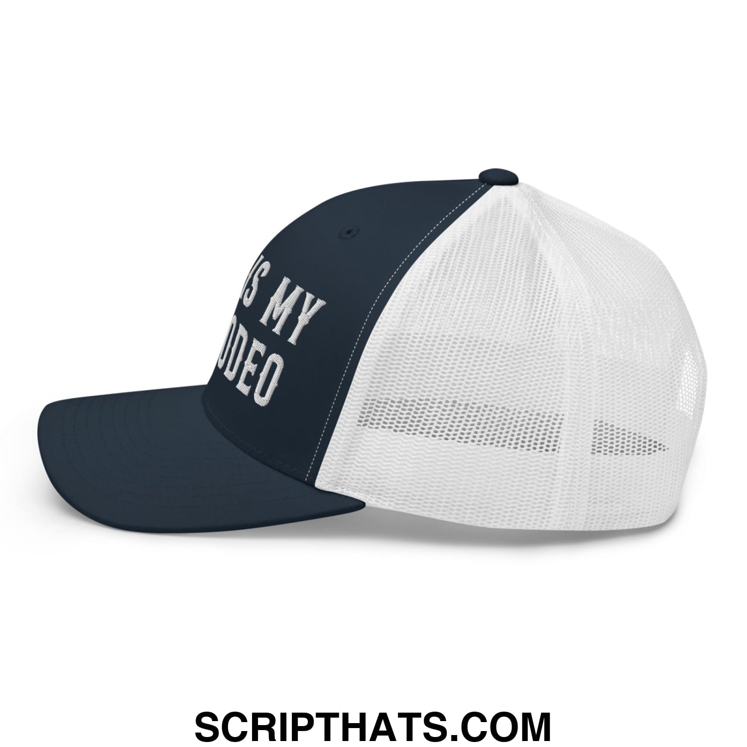 This Is My Second Rodeo Embroidered Mesh Trucker Hat Navy White
