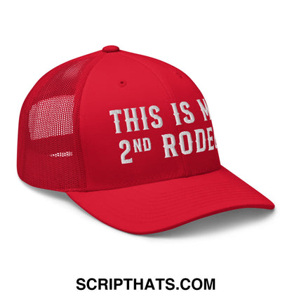 This Is My Second Rodeo Embroidered Mesh Trucker Hat Red