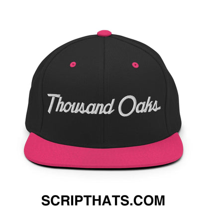 Thousand Oaks Script Snapback Hat Black Neon Pink