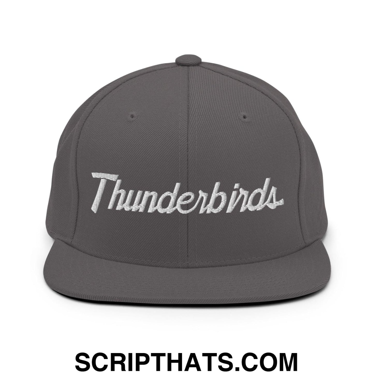 Thunderbirds School Mascot Script Snapback Hat Dark Grey