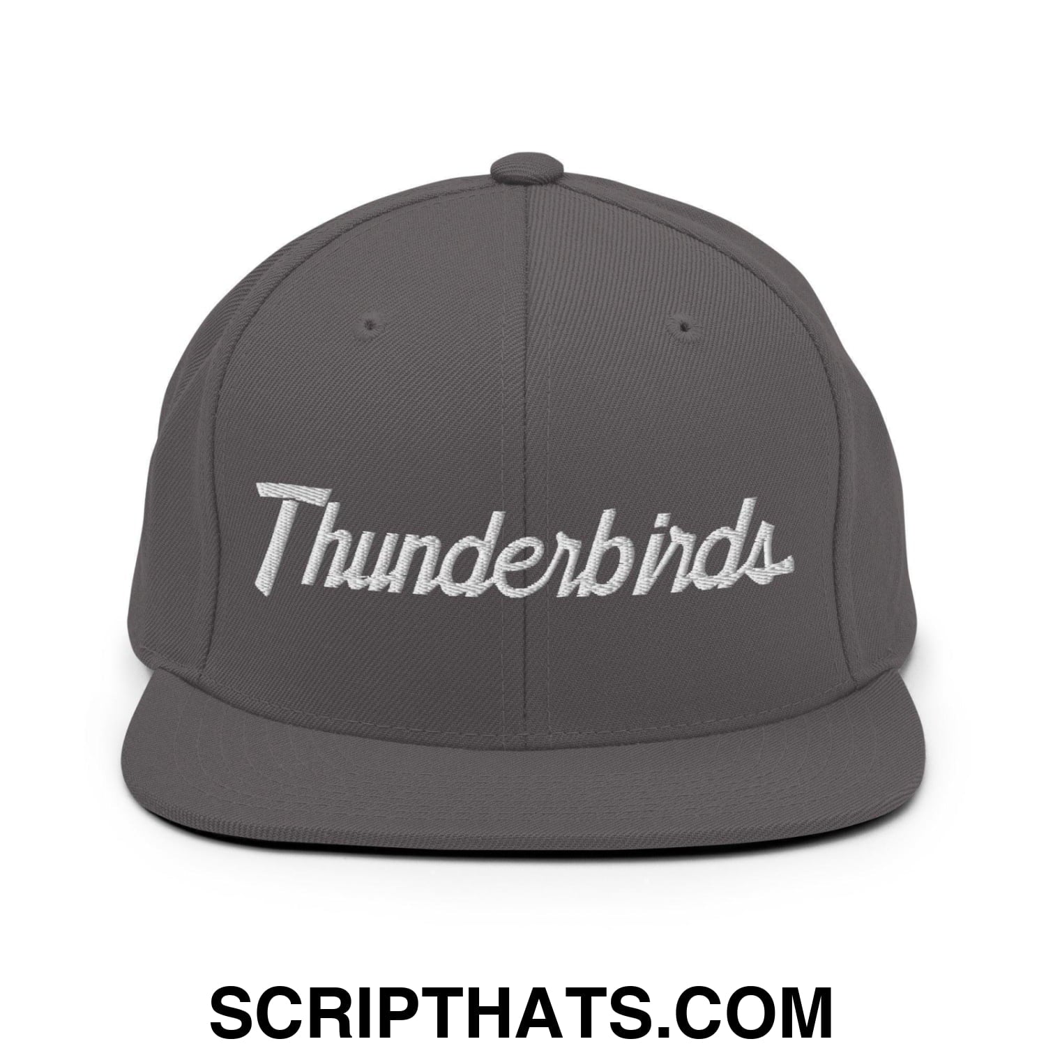 Thunderbirds School Mascot Script Snapback Hat Dark Grey
