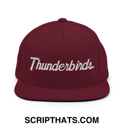 Thunderbirds School Mascot Script Snapback Hat Maroon