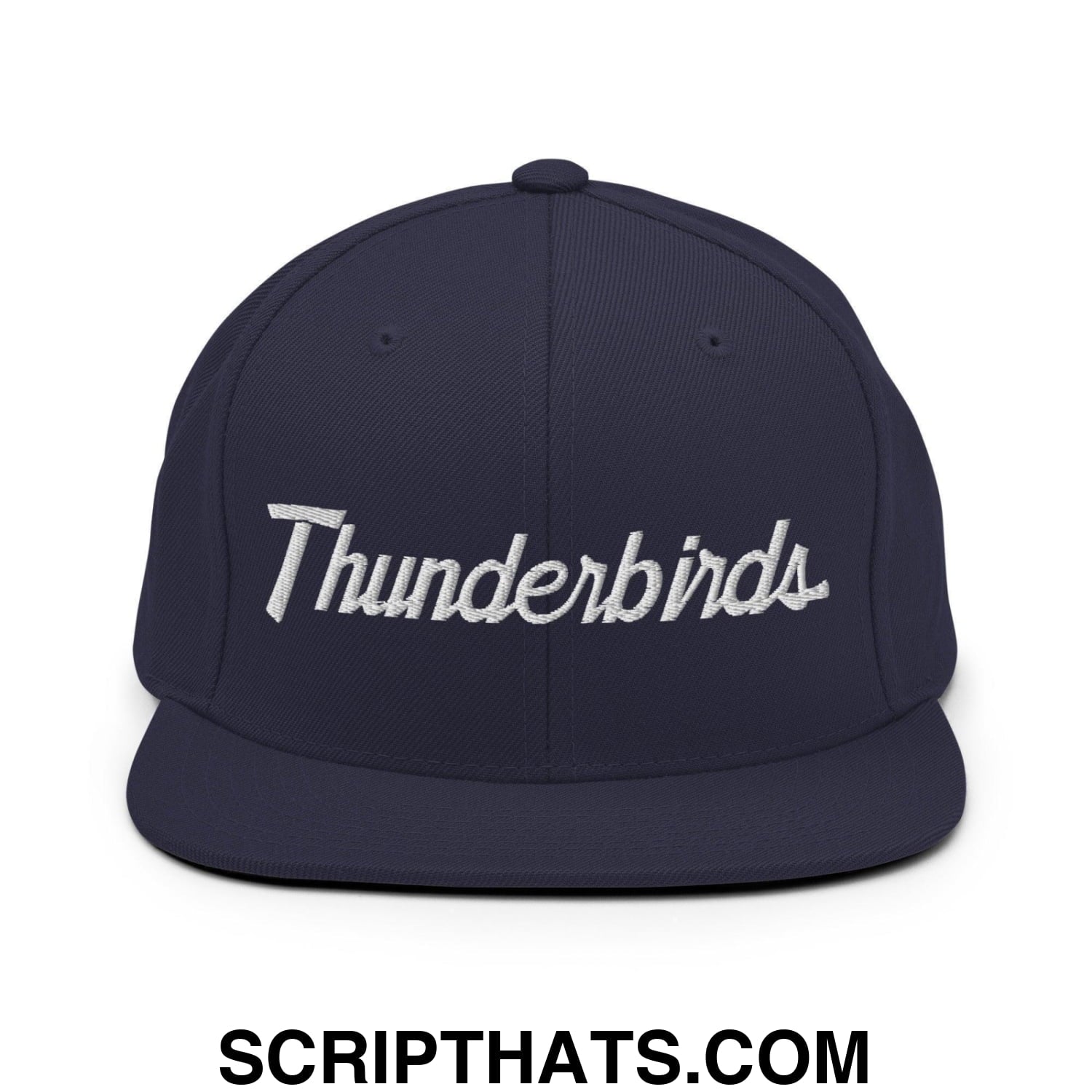 Thunderbirds School Mascot Script Snapback Hat Navy