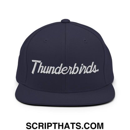 Thunderbirds School Mascot Script Snapback Hat Navy