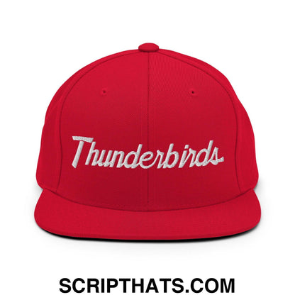Thunderbirds School Mascot Script Snapback Hat Red