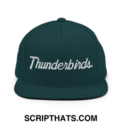 Thunderbirds School Mascot Script Snapback Hat Spruce