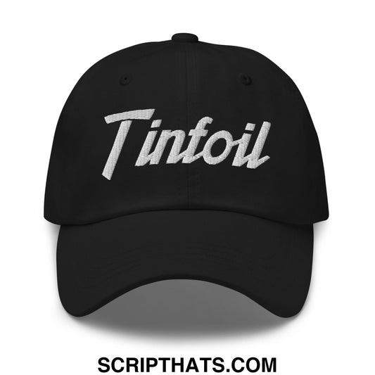 Tinfoil Sports Script Embroidered Unstructured Dad Hat Black