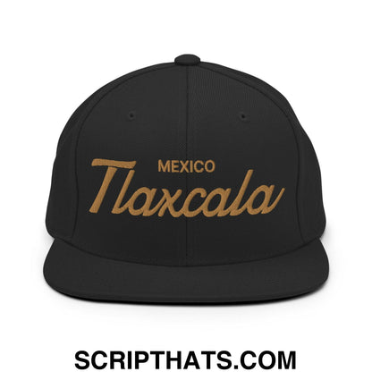Tlaxcala Mexico Gold Vintage Sports Script Snapback Hat Black