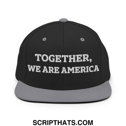 Together, We Are America Embroidered Flat Bill Brim Snapback Hat Black Silver