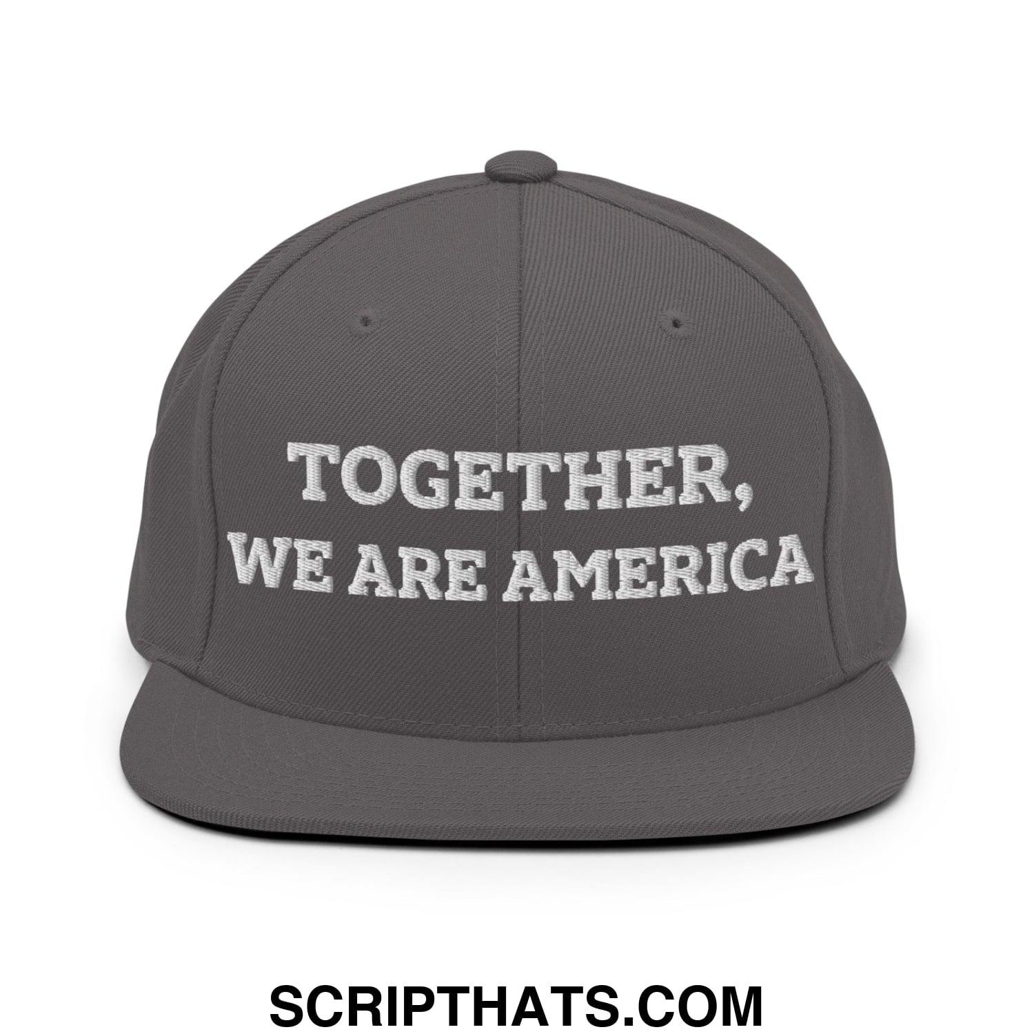 Together, We Are America Embroidered Flat Bill Brim Snapback Hat Dark Grey