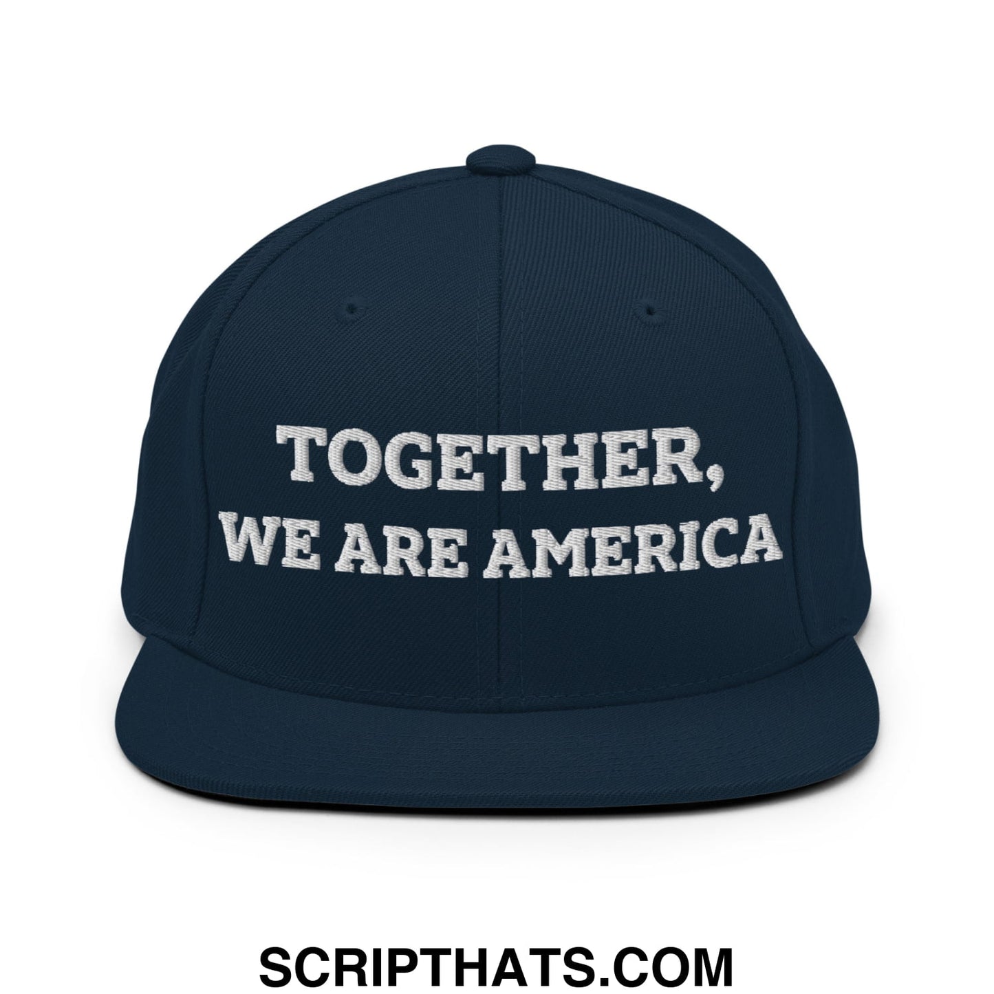 Together, We Are America Embroidered Flat Bill Brim Snapback Hat Dark Navy