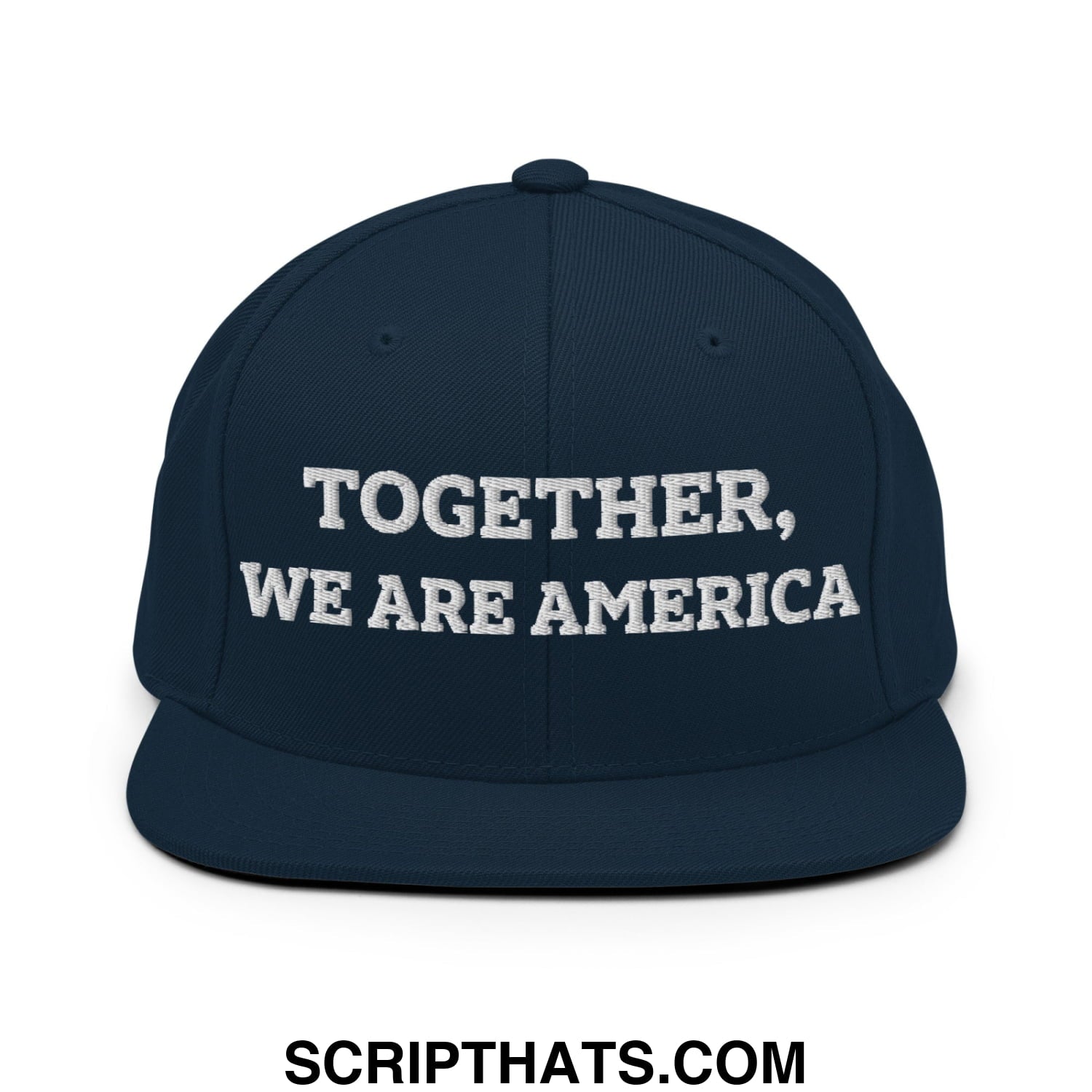Together, We Are America Embroidered Flat Bill Brim Snapback Hat Dark Navy