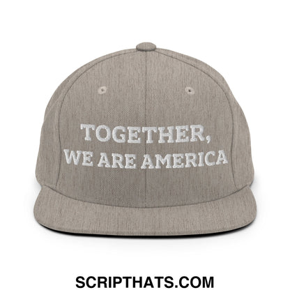 Together, We Are America Embroidered Flat Bill Brim Snapback Hat Heather Grey
