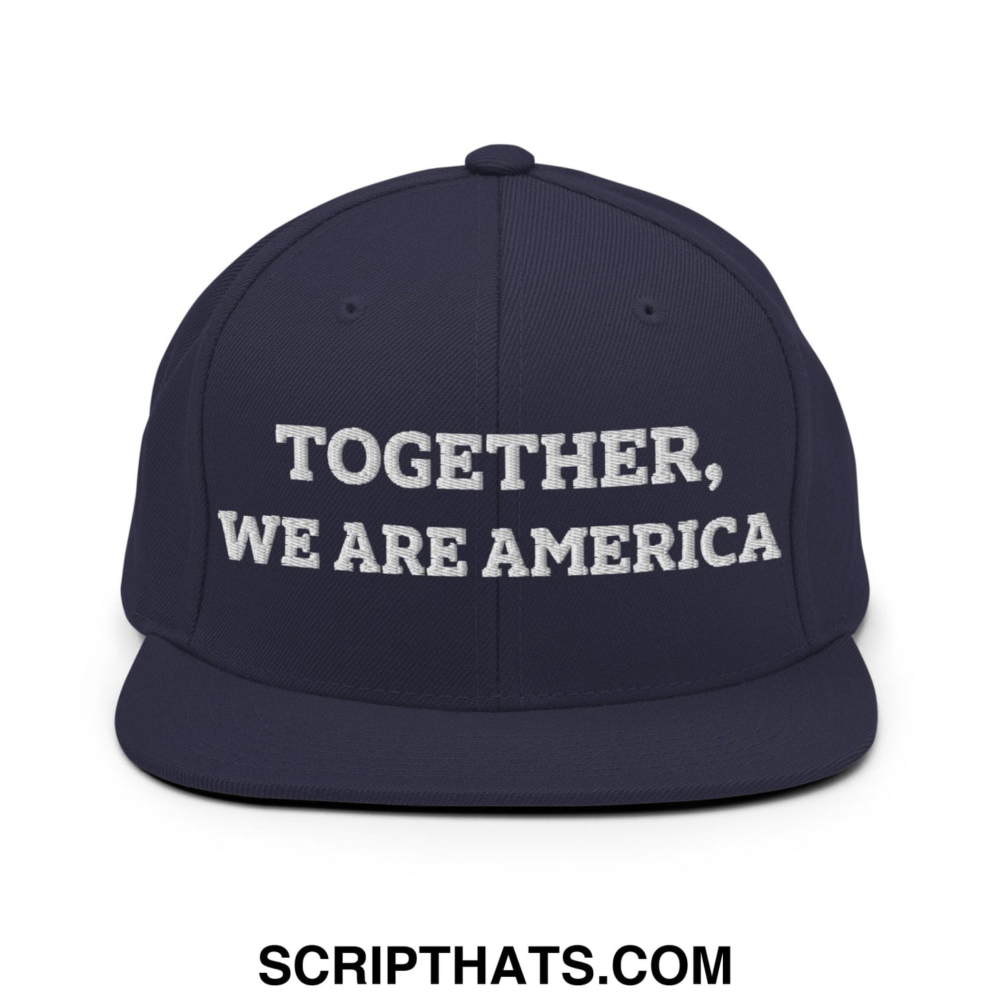 Together, We Are America Embroidered Flat Bill Brim Snapback Hat Navy