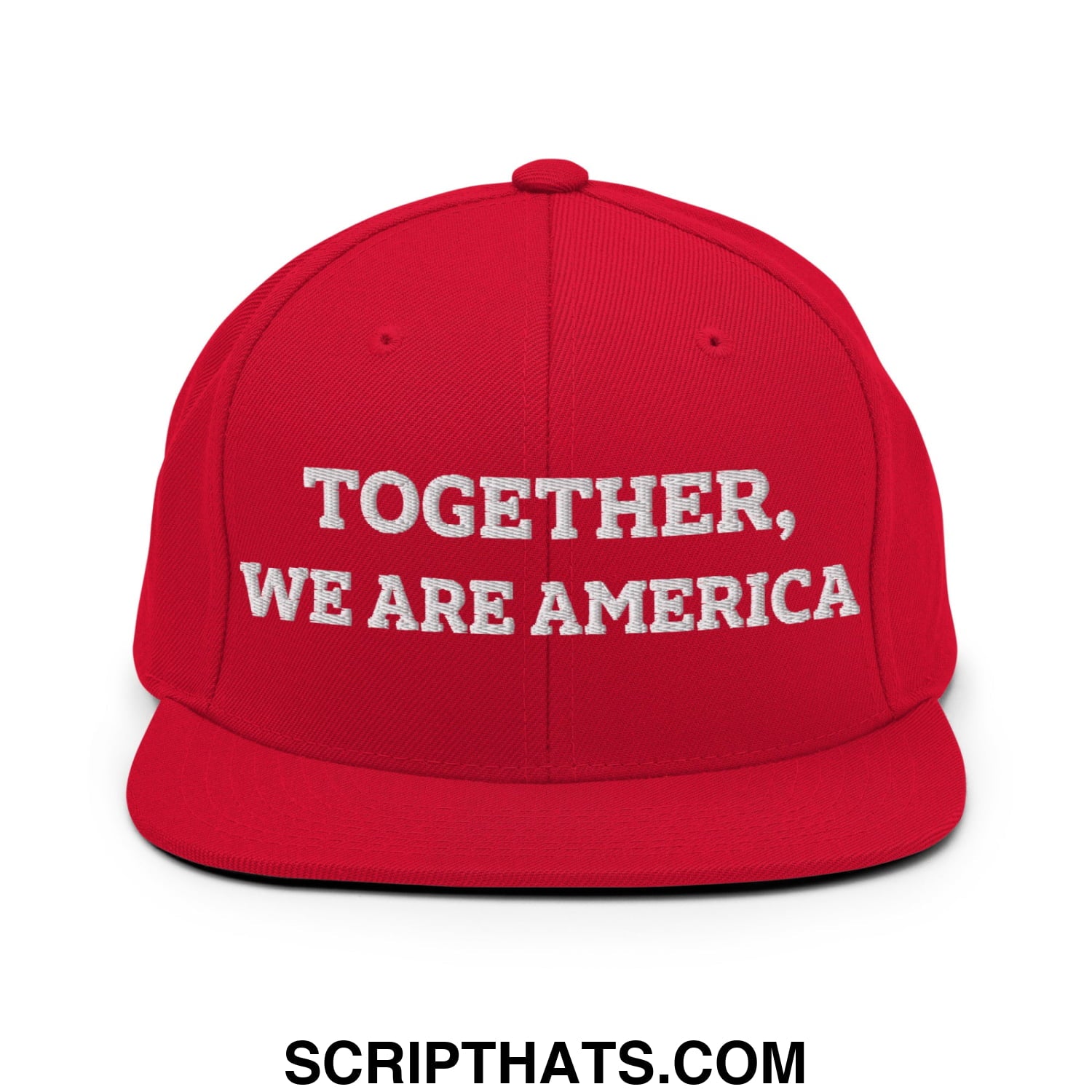 Together, We Are America Embroidered Flat Bill Brim Snapback Hat Red