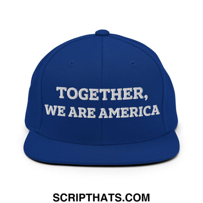 Together, We Are America Embroidered Flat Bill Brim Snapback Hat Royal Blue
