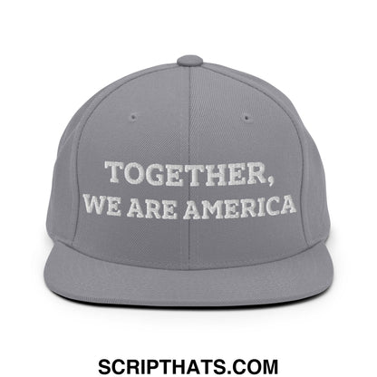Together, We Are America Embroidered Flat Bill Brim Snapback Hat Silver