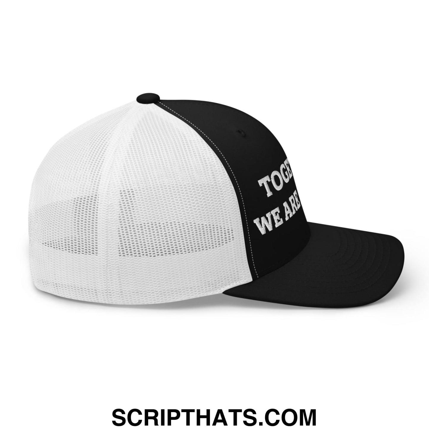 Together, We Are America Embroidered Mesh Trucker Hat Black White