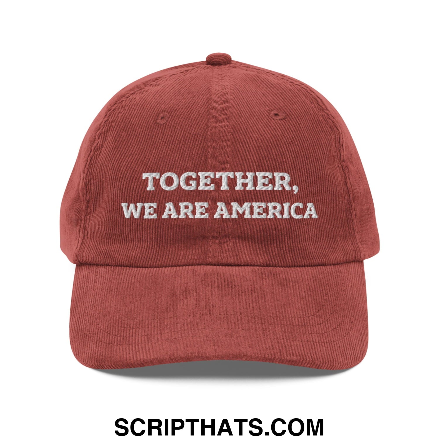 Together, We Are America Embroidered Unstructured Corduroy Dad Hat Burgundy